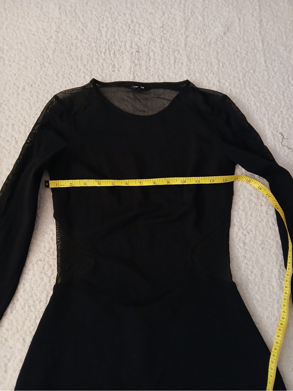Express Black Long-Sleeve Sheer-Panel Bodycon Dress - Picture 6 of 9
